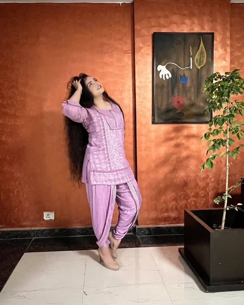 Lavender Pink Purple Chikan Set